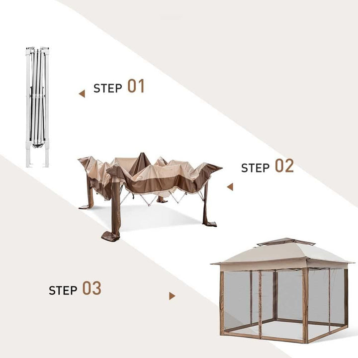 Gazebo 3x3 mt pieghevole impermeabile con tende zanzariere e borsa x trasporto