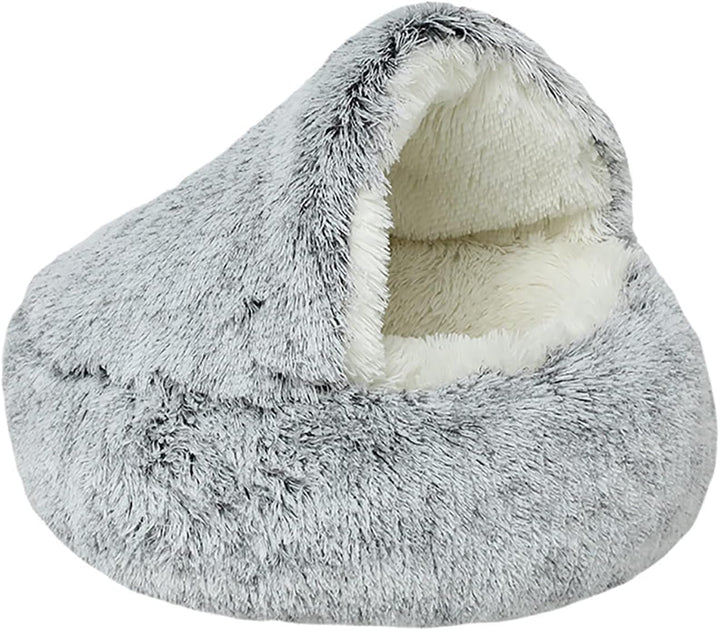 Cuccia Sacco A Pelo Semi Chiuso - Morbida Per Cani e Gatti 65cm Grigio Verde Rosa