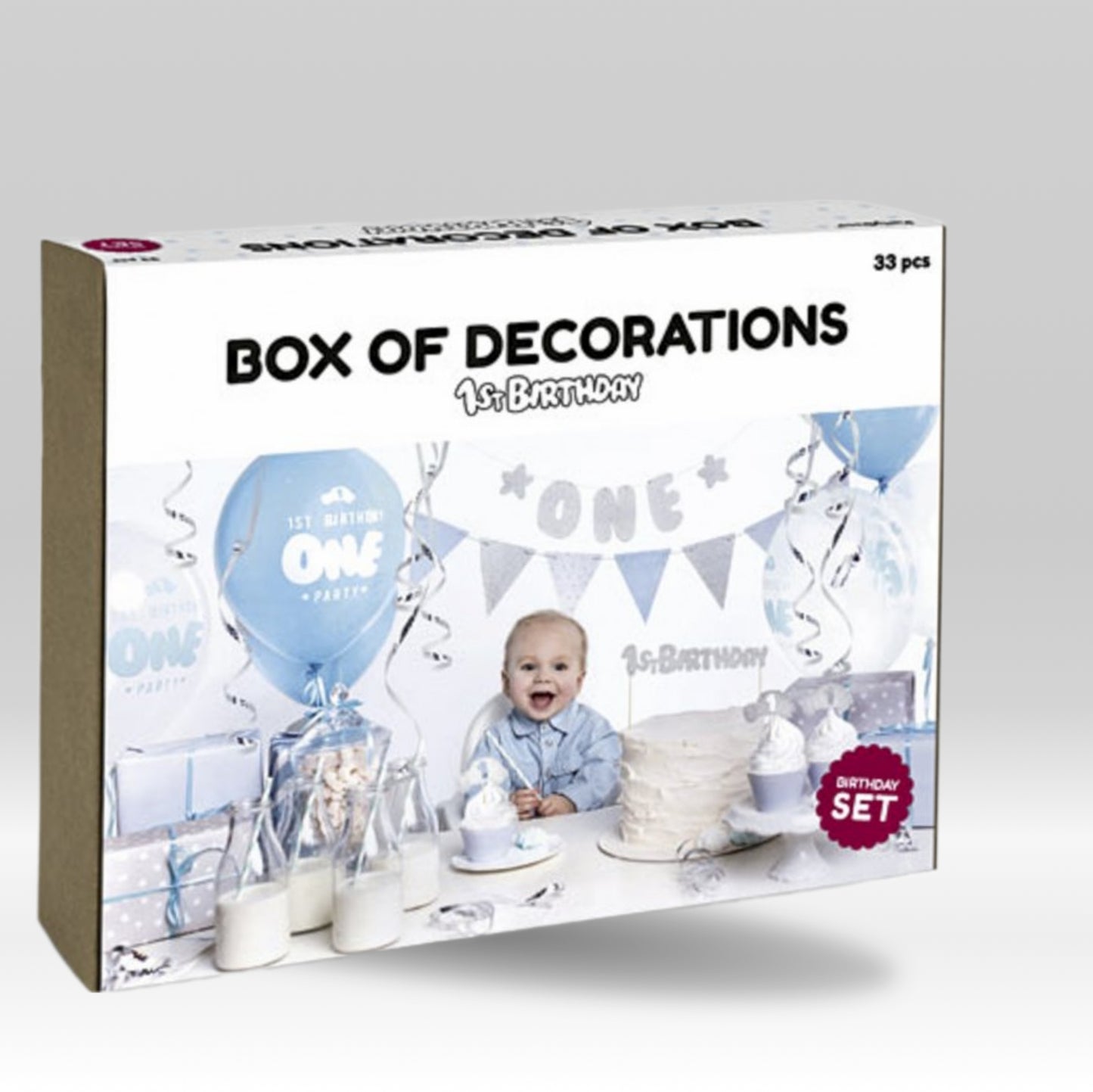 Box decorazioni "Primo Compleanno" Azzurro Bambino