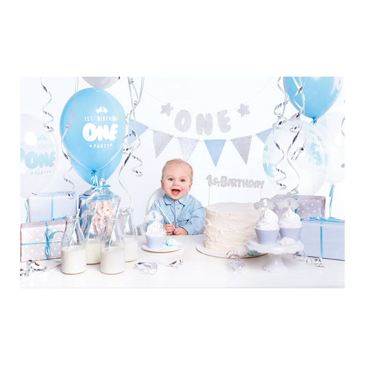 Box decorazioni "Primo Compleanno" Azzurro Bambino