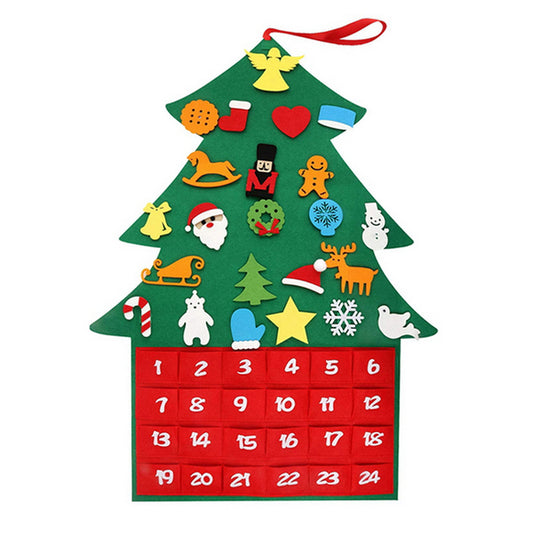 Calendario dell’Avvento in feltro DIY Albero di Natale 90 cm 24 pezzi da parete Wisdom