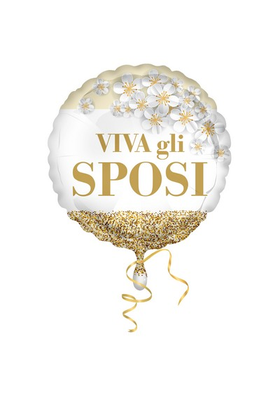 Pallone foil Viva gli Sposi Glitter