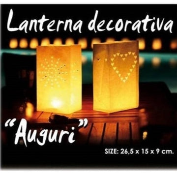 Lanterna decorativa in carta a sacchetto "Auguri"