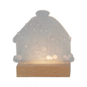 Luce decorativa natalizia da tavolo a Led con base in legno Bianco caldo Viscio